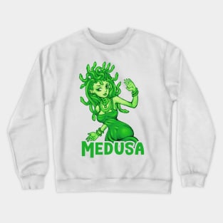 Cool Cute Green Medusa Graphic Art Crewneck Sweatshirt